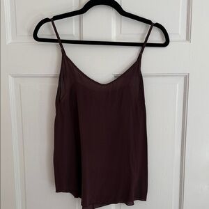 Aritzia Wilfred 100% Satin V-Neck Cami Tank Top - Deep Plum